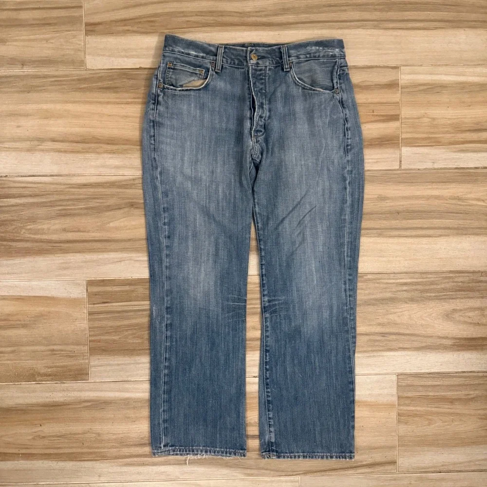 Polo Jeans Co Ralph Lauren Mercer Low Rise Straight Leg Blue Denim Jeans 33x30